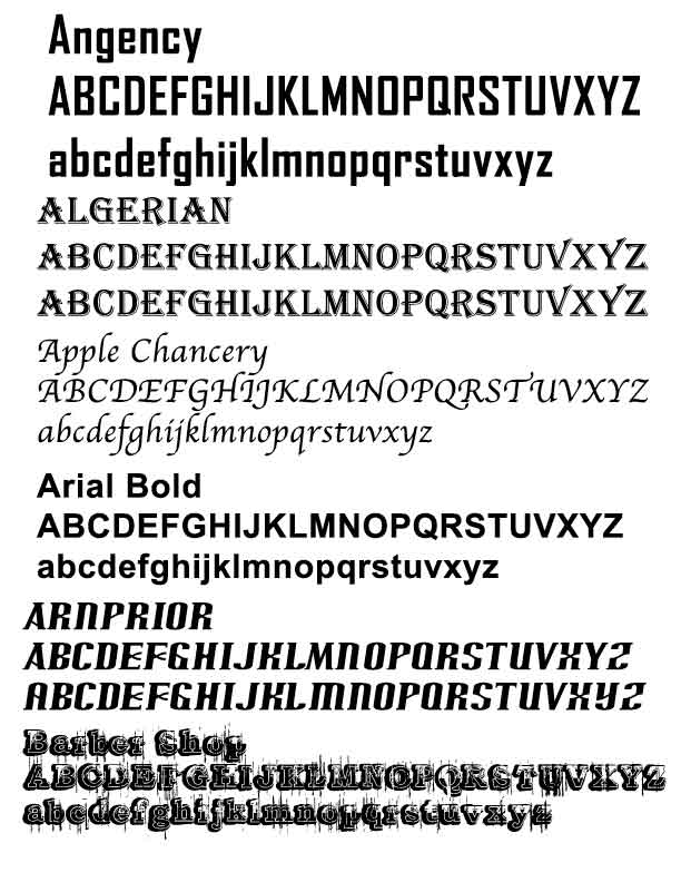 Available Fonts